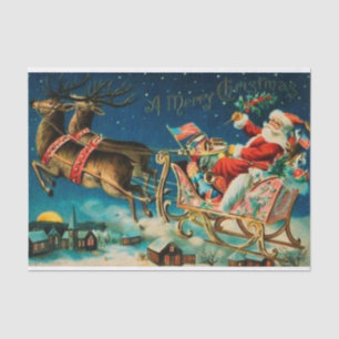 Papier Mousseline Noël vintage du Père Noël Sleigh