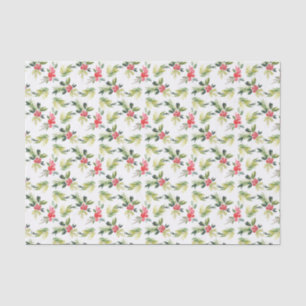Papier Mousseline Noël   Vintage Holly, Berry & Pine Motif