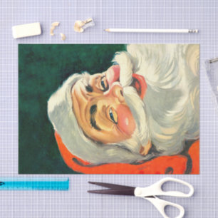 Papier Mousseline Noël vintage, joyeux Père Noël rétro des années 50