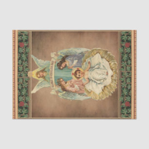 Papier Mousseline Noël Vintage La naissance du Christ et des Anges