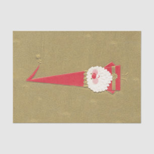 Papier Mousseline Noël Vintage, le mignon Père Noël Gnome sur l'or