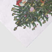 Papier Mousseline Noël vintage, Père Noël avec présents (Détail)