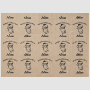 Papier Mousseline Noël Vintage Père Noël Nom personnalisé Kraft