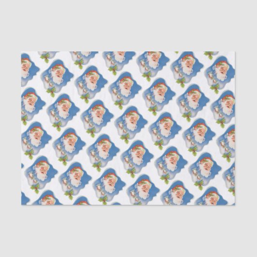 Papier Mousseline Noël Vintage, Retro Jolly Santa Claus (Recto)