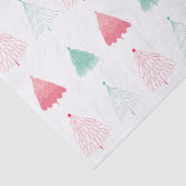 Papier Mousseline Noël Whimsical vert et rose Arbres (Détail)
