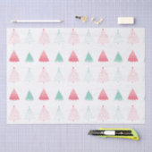 Papier Mousseline Noël Whimsical vert et rose Arbres (Artisanat)