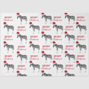 Papier Mousseline Noël Zebra Funny Animal avec Santa Hat