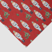 Papier Mousseline Noëls bleus de Noël sur rouge (Détail)