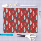 Papier Mousseline Noëls bleus de Noël sur rouge (Artisanat)