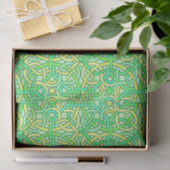 Papier Mousseline Noeud celtique Irlandais Motif de tresse vert jaun (Cadeau)