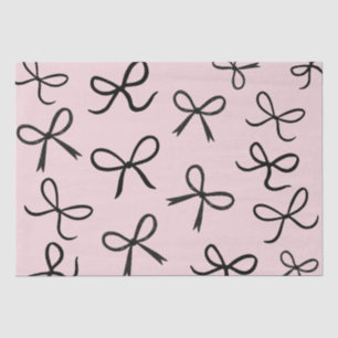 Papier Mousseline Nœuds Noirs Mignons Tendance Rose