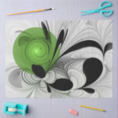 Papier Mousseline Noir Abstrait et blanc avec art fractal vert (Artisanat)