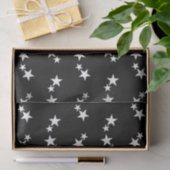 Papier Mousseline Noir avec des étoiles blanches (Cadeau)