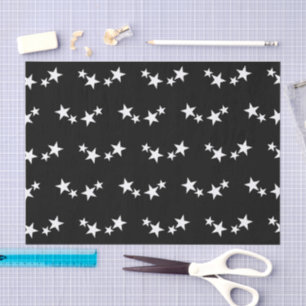 Papier Mousseline Noir avec des étoiles blanches
