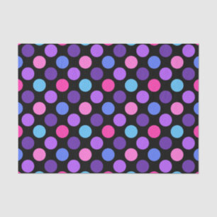 PAPIER MOUSSELINE NOIR AVEC POIS ROSE BLEU PURPLE