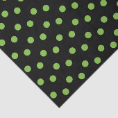 Papier Mousseline Noir avec pois verts (Détail)