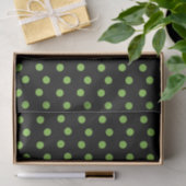 Papier Mousseline Noir avec pois verts (Cadeau)