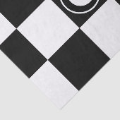 Papier Mousseline Noir Blanc À damiers Carré Monogramme initial (Détail)