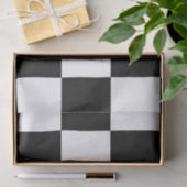 Papier Mousseline Noir Blanc À damiers Carré Monogramme initial (Cadeau)