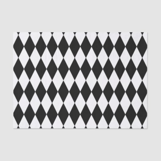 Papier Mousseline Noir blanc Arlequin Diamonds Motif Design (Recto)