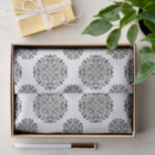 Papier Mousseline Noir Blanc Damask Scroll Emballage pour petites en (Cadeau)