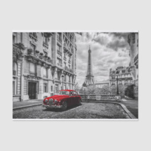 Papier Mousseline Noir, blanc et rouge de tour d'Eiffle