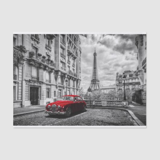 Papier Mousseline Noir, blanc et rouge de tour d'Eiffle (Recto)