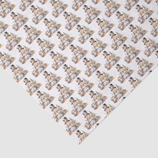 Papier Mousseline Noir blanc hiver neige Noël (Détail)