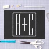 Papier Mousseline Noir & Blanc | Initiales de couple (Artisanat)