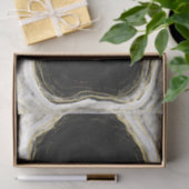 Papier Mousseline Noir Blanc & Or Géode Agate Marbre Mariage (Cadeau)