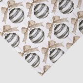 Papier Mousseline Noir blanc rayures ornement Bow Noël (Détail)