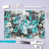 Papier Mousseline Noir blanc turquoise de turquoise florale (Artisanat)