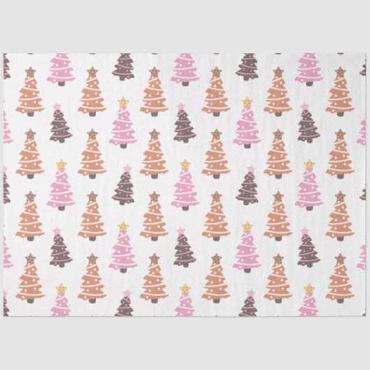 Papier Mousseline Noir Brown Pink Arbres de Noël Blanc Noël (Recto)