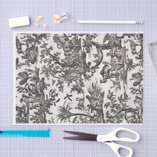 Papier Mousseline Noir & Crème French Toille Design (Artisanat)