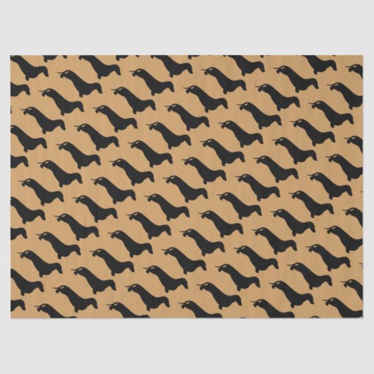 Papier Mousseline Noir de silhouette de teckel + vos idées (Recto)