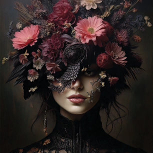 Papier Mousseline Noir Enchanté – Déesse de Fleur Gothique Découpe