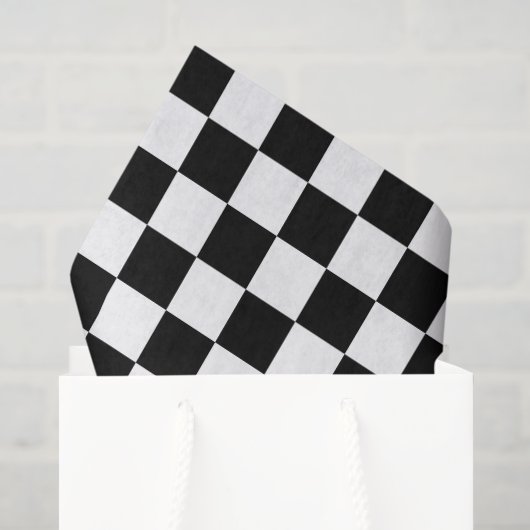 Papier Mousseline Noir et Blanc à Damier (Sac cadeau)