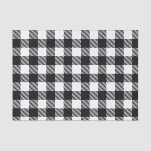 Papier Mousseline Noir et blanc Buffalo Check Plaid Motif rustique (Recto)