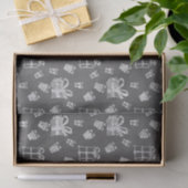 Papier Mousseline Noir et blanc Noël Présente Chalkboard Look (Cadeau)