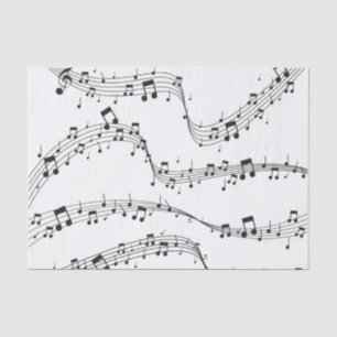 Papier Mousseline Noir et blanc note musicienne Motif