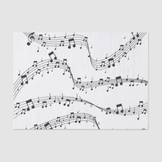 Papier Mousseline Noir et blanc note musicienne Motif (Recto)