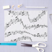 Papier Mousseline Noir et blanc note musicienne Motif (Artisanat)