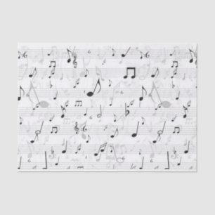 Papier Mousseline Noir et blanc note musicienne Motif