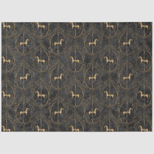 Papier Mousseline Noir et Gold Circus Series Design 11 (Recto)