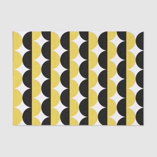Papier Mousseline Noir et Jaune Mid Century moderne Vave (Recto)