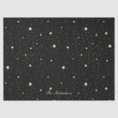 Papier Mousseline Noir et or étoile Nuit Nom de famille Noël (Recto)