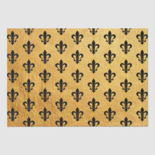 Papier Mousseline noir et or Paris Fleur de Lis Paris