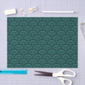 Papier Mousseline Noir et Turquoise Rose Floral Damask (Artisanat)