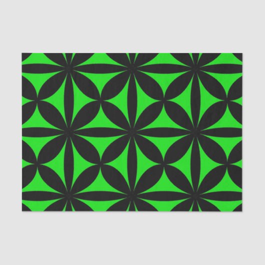 Papier Mousseline Noir et Vert Moderne / Rétro Imprimer (Recto)