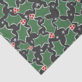 Papier Mousseline Noir et Vert Noël Holly (Détail)